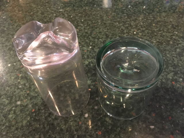 two different glass bottoms